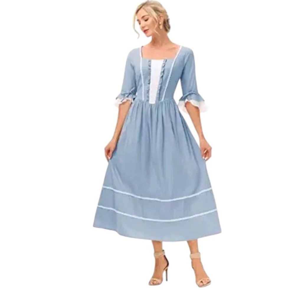 Scarlet Darkness Womens Cotton Dress S Cinderella Colonial Halloween Costume
